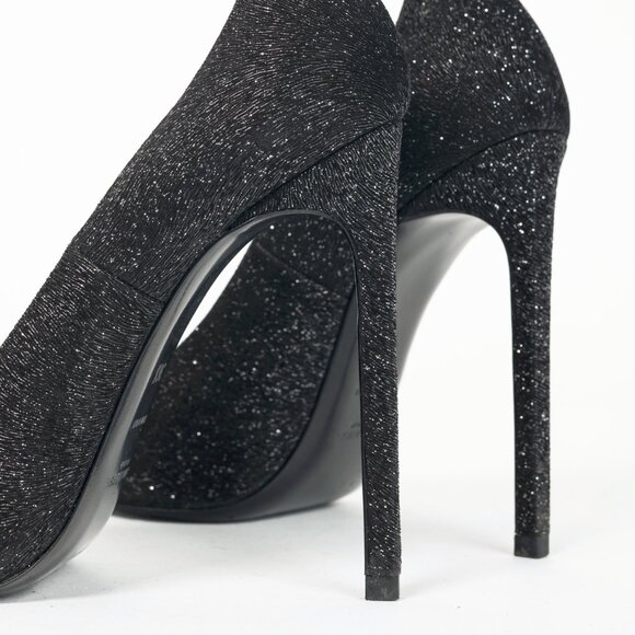 Saint Laurent Thorn Black Sparkle High-Counter Pointed-Toe Pumps - Picture 7 of 10